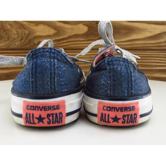 Converse Sz 13 Shoes Girls Youth Sneaker Blue Fabric - Picture 7 of 11